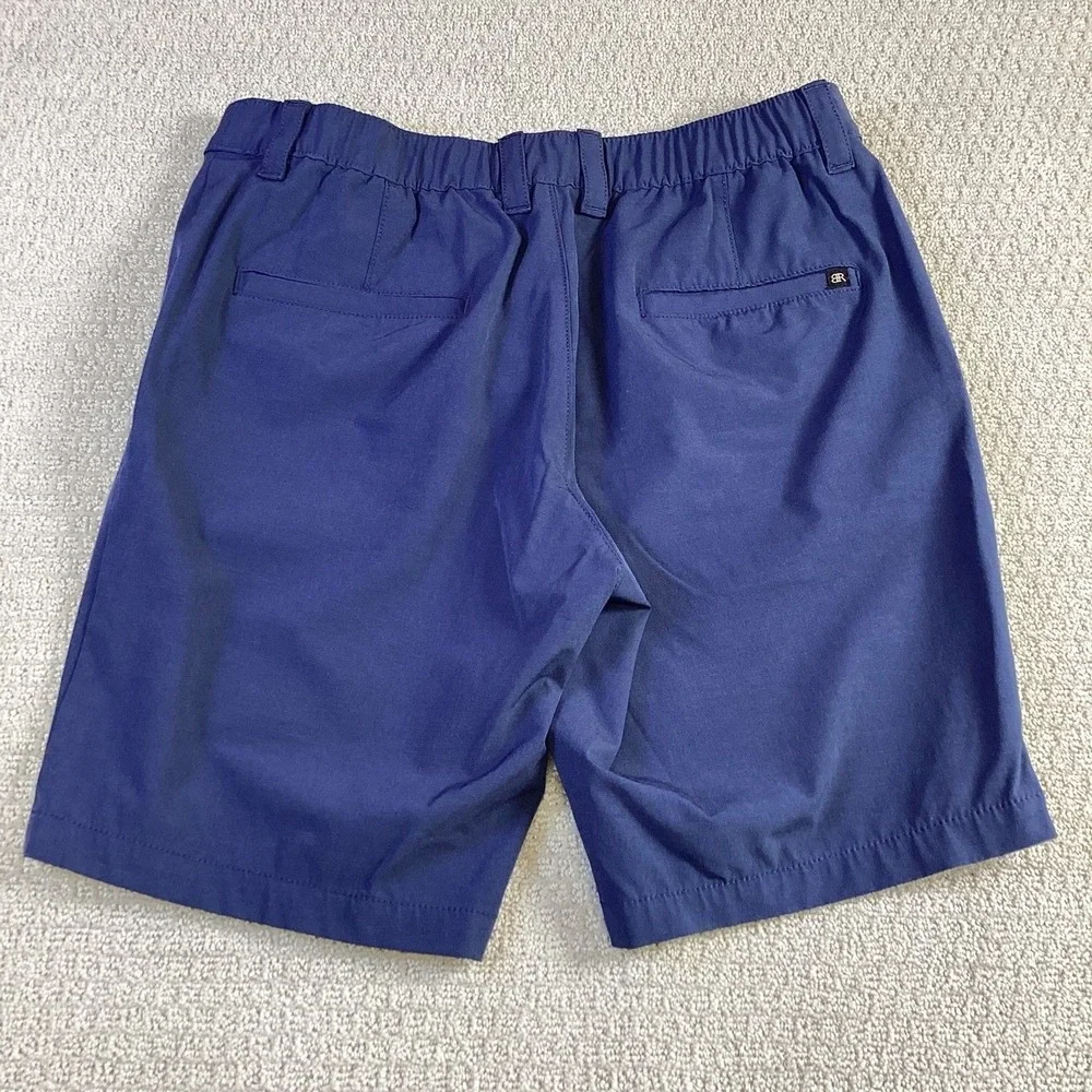 Banana Republic Mens 34 Navy‎ Blue Performance Stretch Chino Shorts Elastic Back